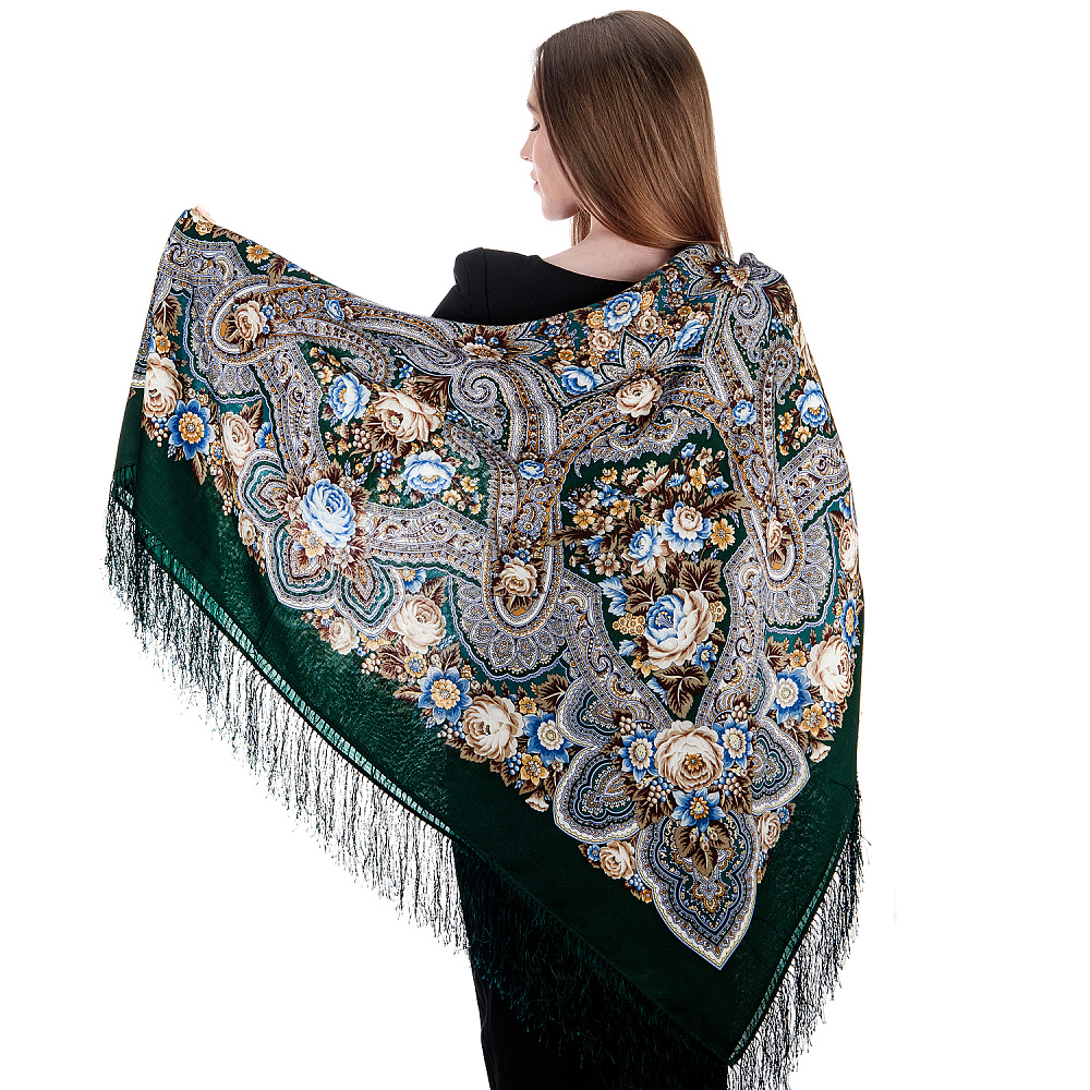 Платок ПавлоПосадский шерстяной «Подарок с ярмарки» 146х146 см - интернет магазин Русь Велика я фото 3