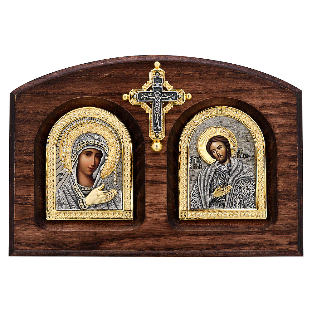 Икона-диптих «Александр Невский и Богородица» 20 х 13,5 см - интернет магазин Русь Велика я 