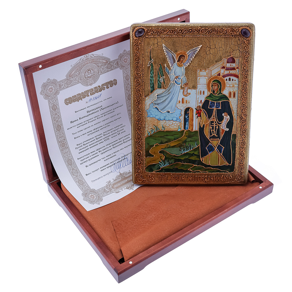 Икона из мореного дуба «Святая Ирина Каппадокийская» 29х21 см - интернет магазин Русь Велика я фото 1