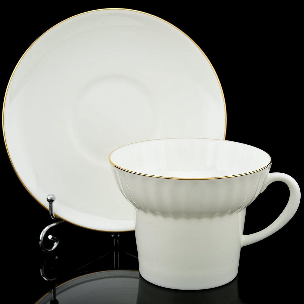 Чайная тройка «Золотой кантик 2» форма «Волна» ИФЗ - интернет магазин Русь Велика я фото 2