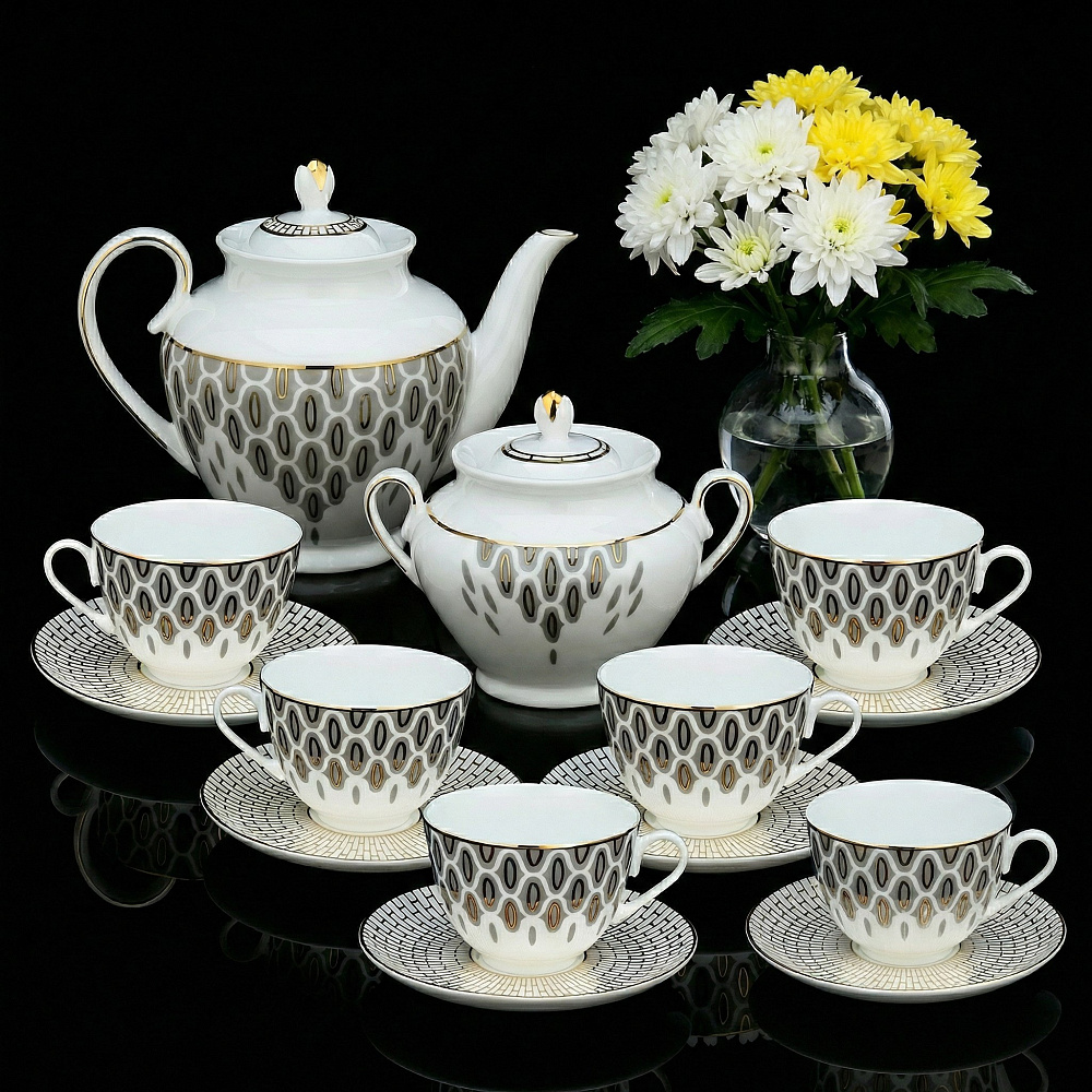 Чайный сервиз на 6 персон «Саламандра Грей». Форма Весенняя-2. ИФЗ - интернет магазин Русь Велика я 