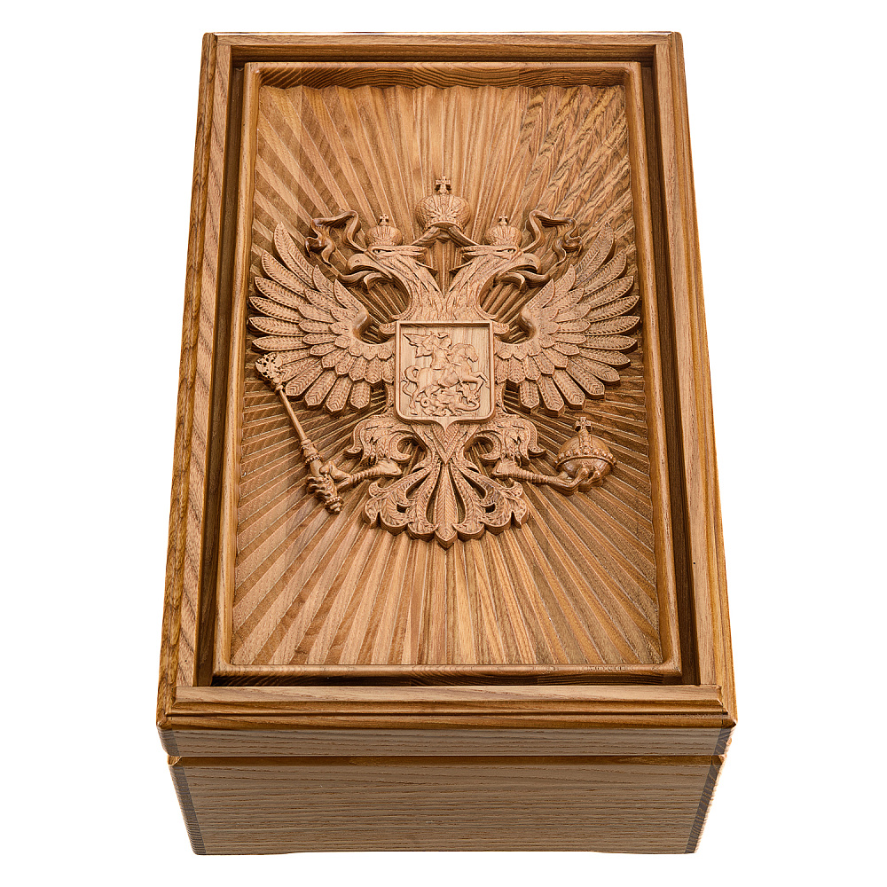 Русское лото в резной шкатулке из ясеня «Герб РФ» - интернет магазин Русь Велика я 