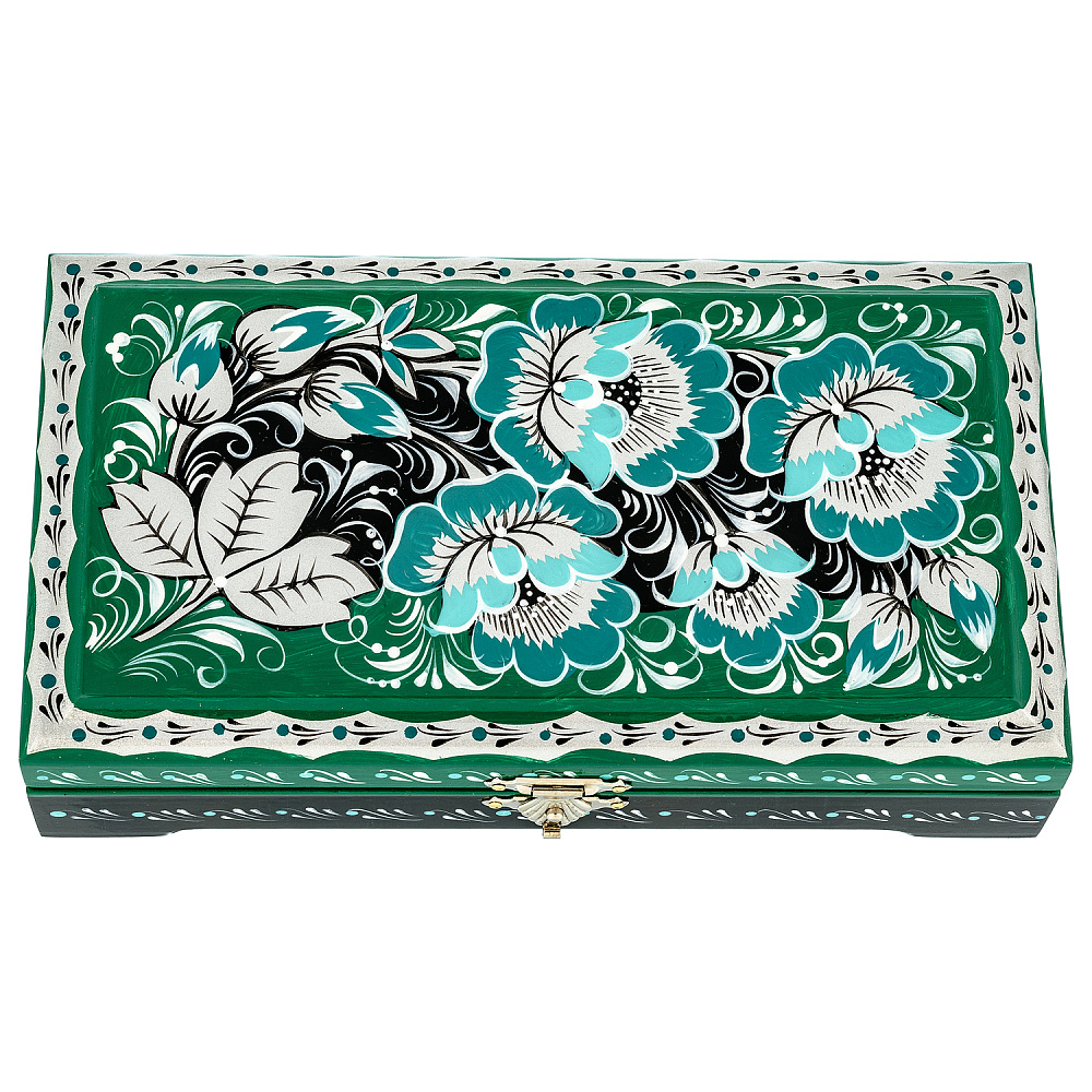 Шкатулка с росписью «Утренняя роса». Хохлома - интернет магазин Русь Велика я 