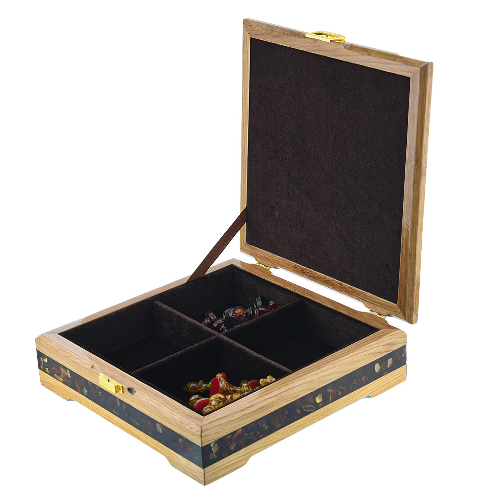 Шахматы с инкрустацией и фигурами из янтаря 28х28 см - интернет магазин Русь Велика я фото 8