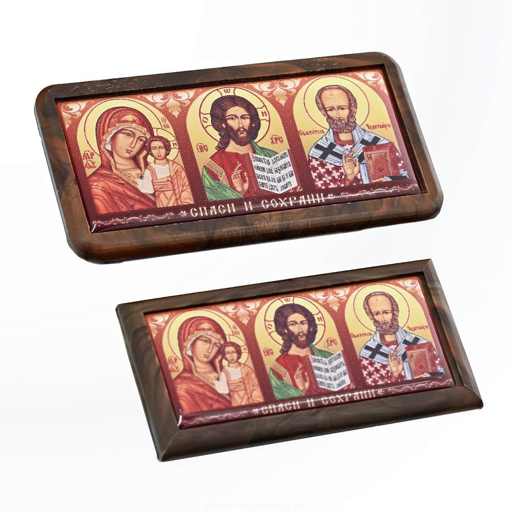 Икона автомобильная «Триптих» 7,8 х 4 см - интернет магазин Русь Велика я 