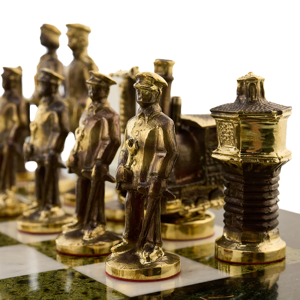 Шахматы из камня и бронзы «Железнодорожные» 42х42 см - интернет магазин Русь Велика я фото 1