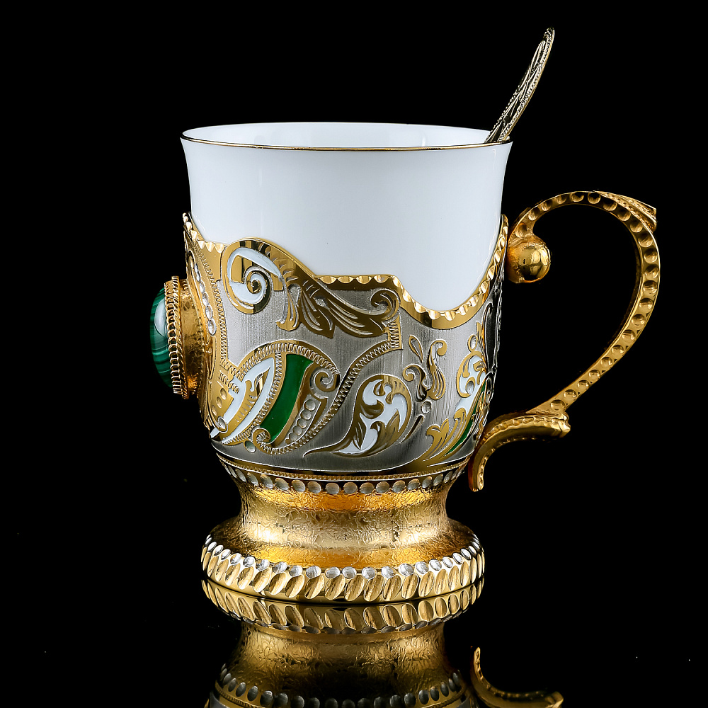 Самовар электрический 3 л с позолотой «Малахит». Златоуст - интернет магазин Русь Велика я фото 11