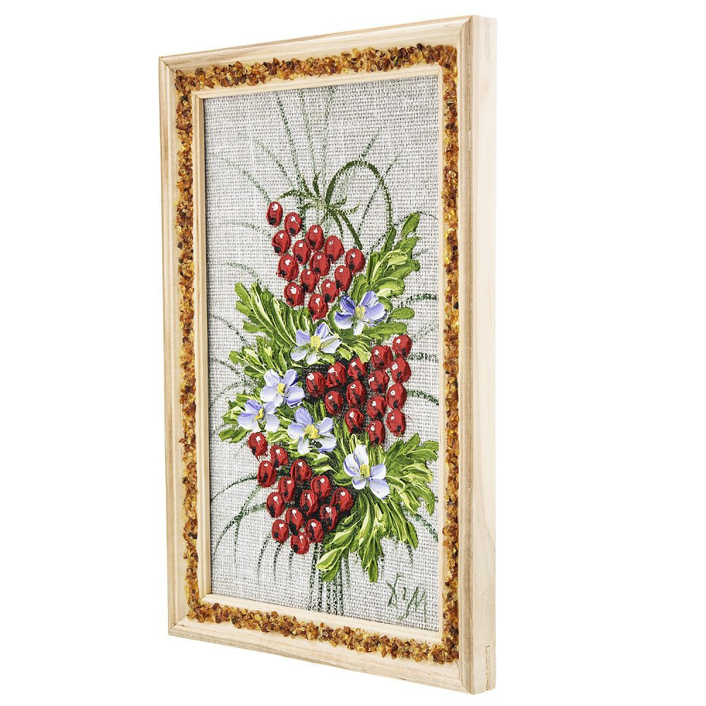 Панно в янтарной раме «Букет цветов» 27х18 см - интернет магазин Русь Велика я фото 1