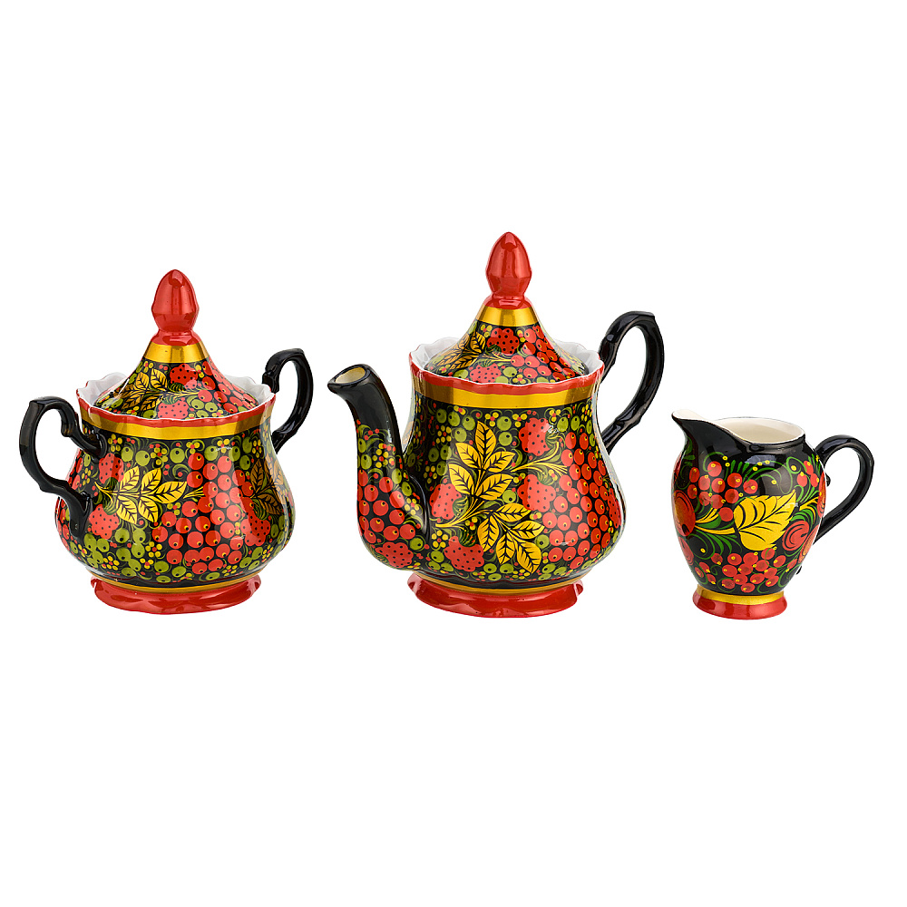 Самовар электрический 3 л с сервизом на 6 персон «Рябина». Хохлома - интернет магазин Русь Велика я фото 3