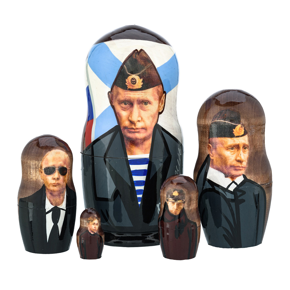 Матрешка «Вожди-политики. Путин» 5 мест - интернет магазин Русь Велика я 