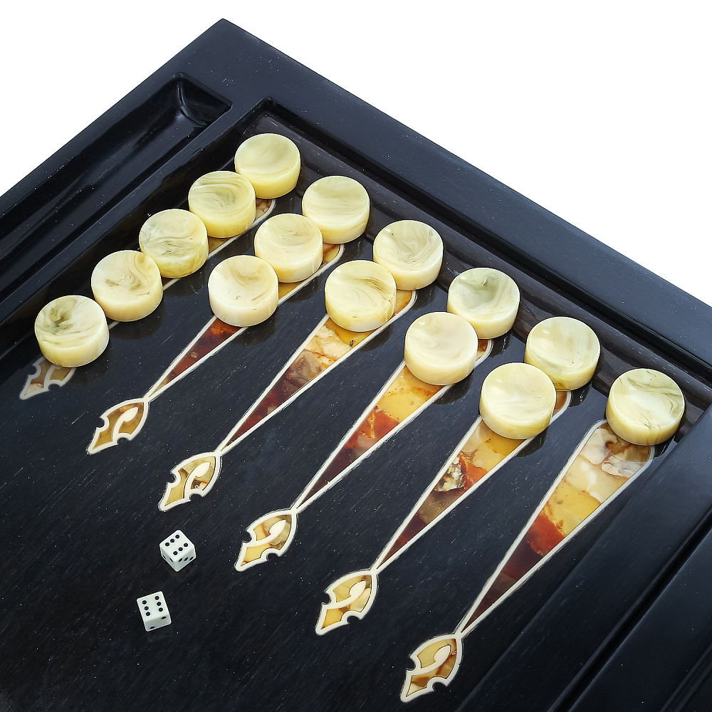 Нарды деревянные с инкрустацией из янтаря «Филин» - интернет магазин Русь Велика я фото 4