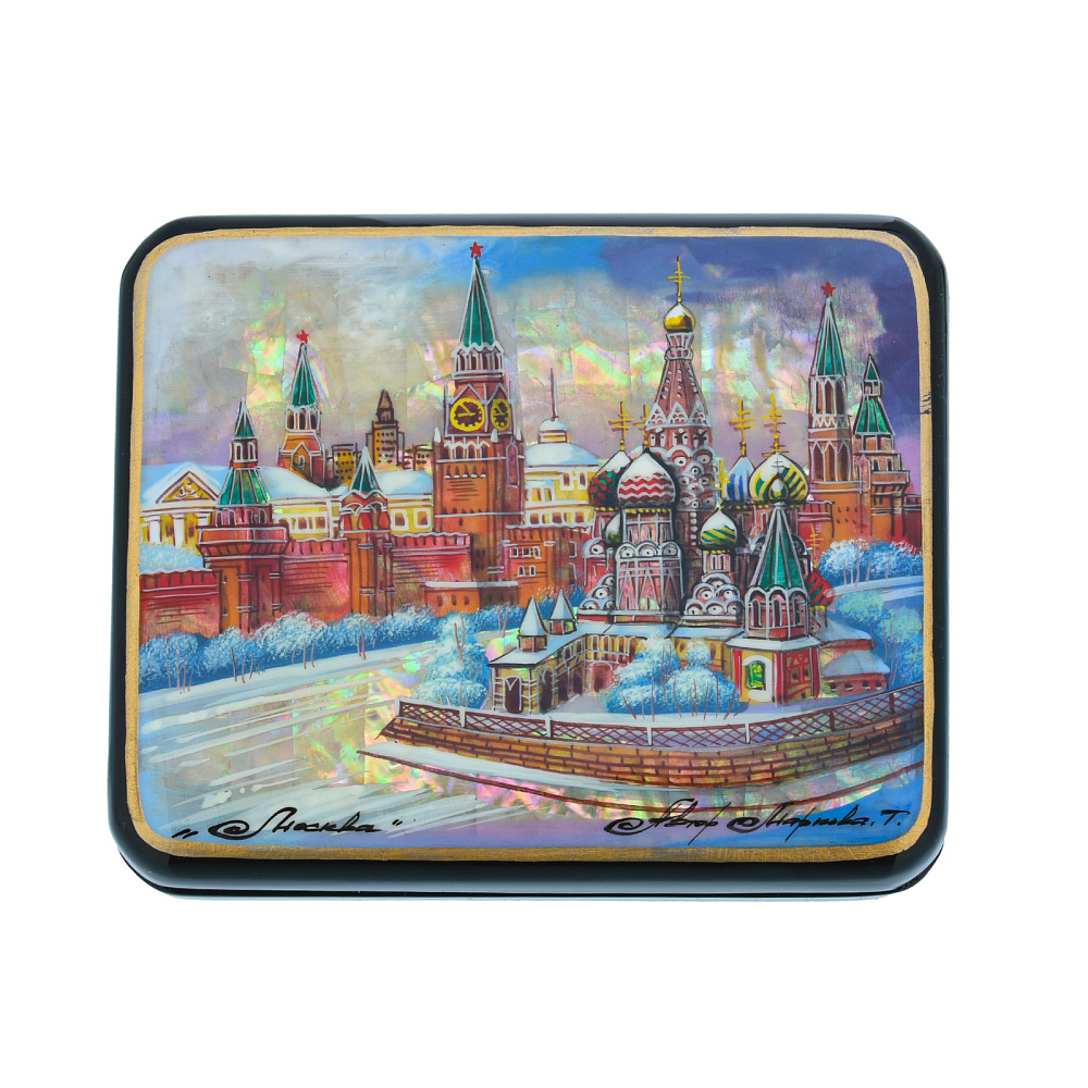 Шкатулка с художественной росписью «Храм Василия Блаженного» - интернет магазин Русь Велика я 