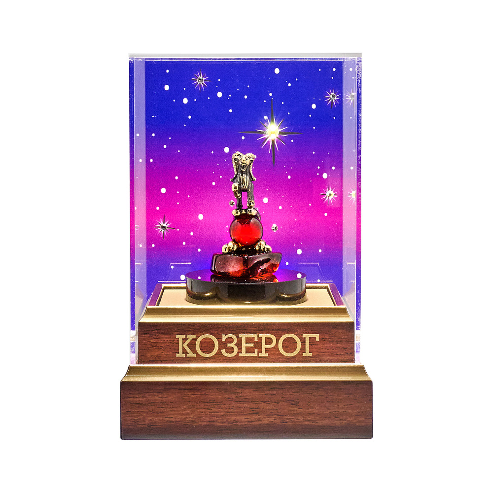Статуэтка из янтаря и бронзы «Знак Зодиака Козерог» - интернет магазин Русь Велика я 
