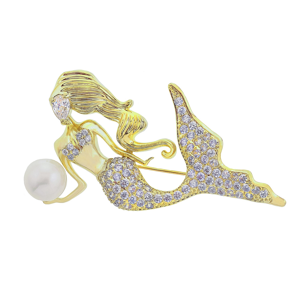 Брошь со стразами «Русалка» - интернет магазин Русь Велика я 