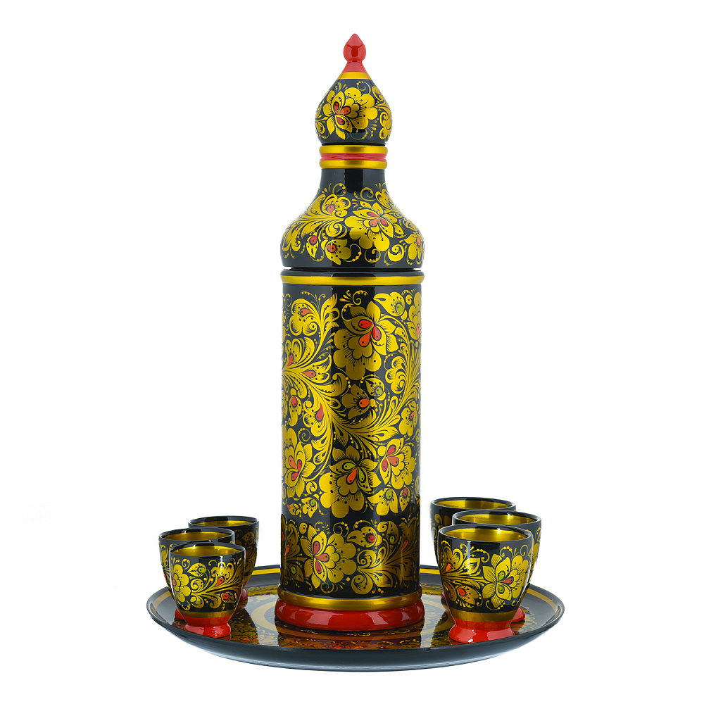 Питейный набор для вина на 6 персон «Предание старины». Хохлома - интернет магазин Русь Велика я фото 1