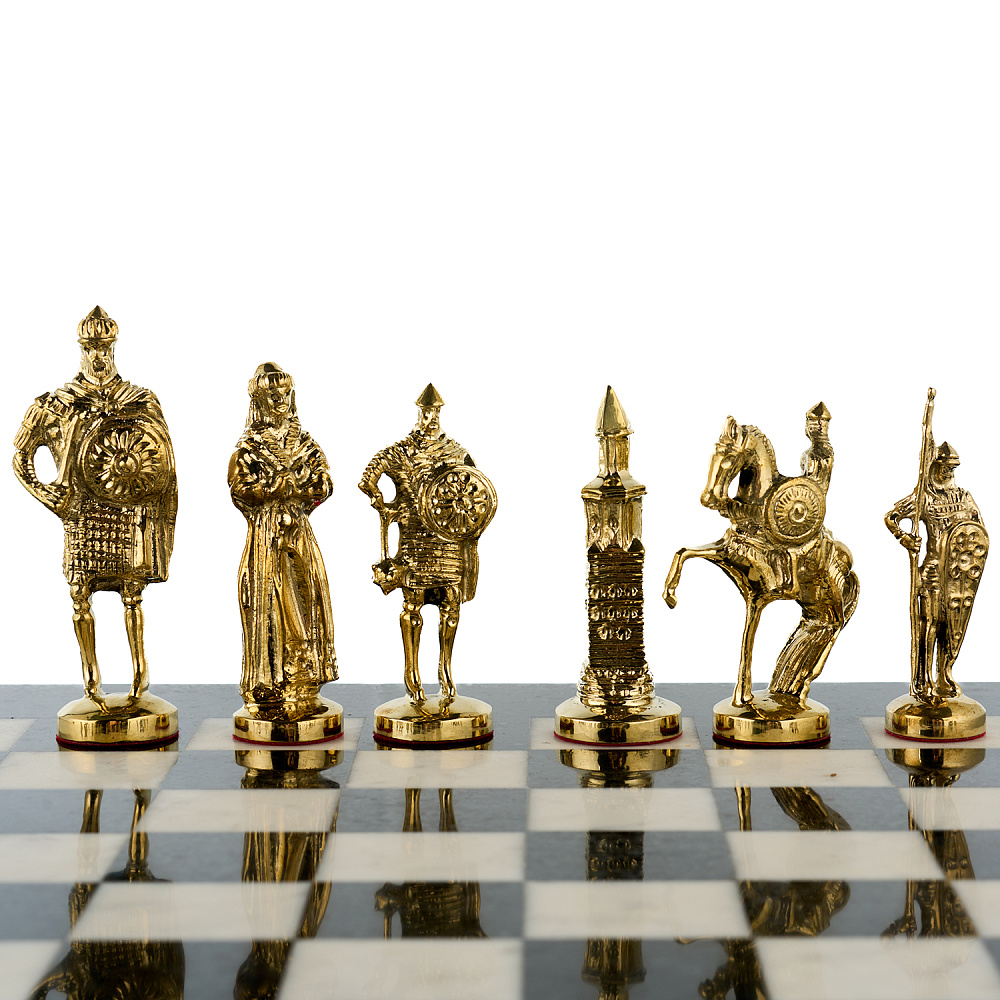Шахматы из камня и бронзы «Русские богатыри» 36х36 см - интернет магазин Русь Велика я фото 1