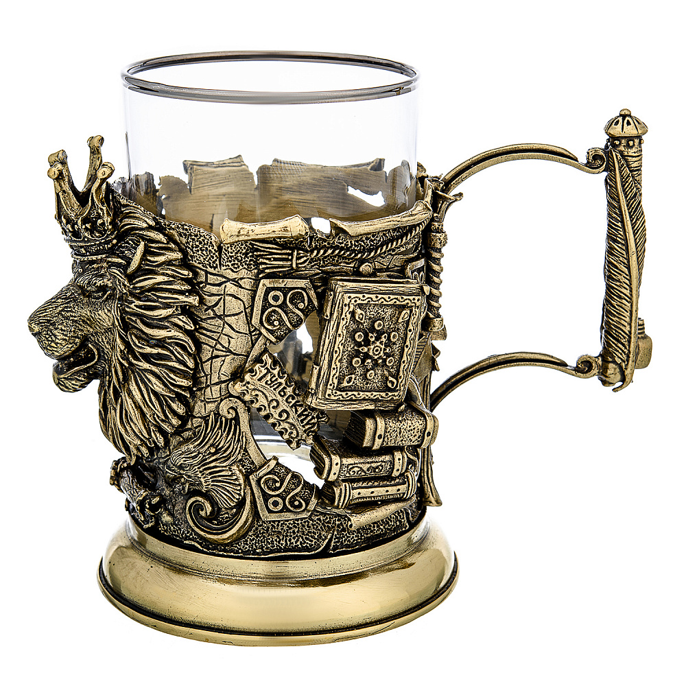 Подстаканник латунный «Лев» - интернет магазин Русь Велика я фото 1