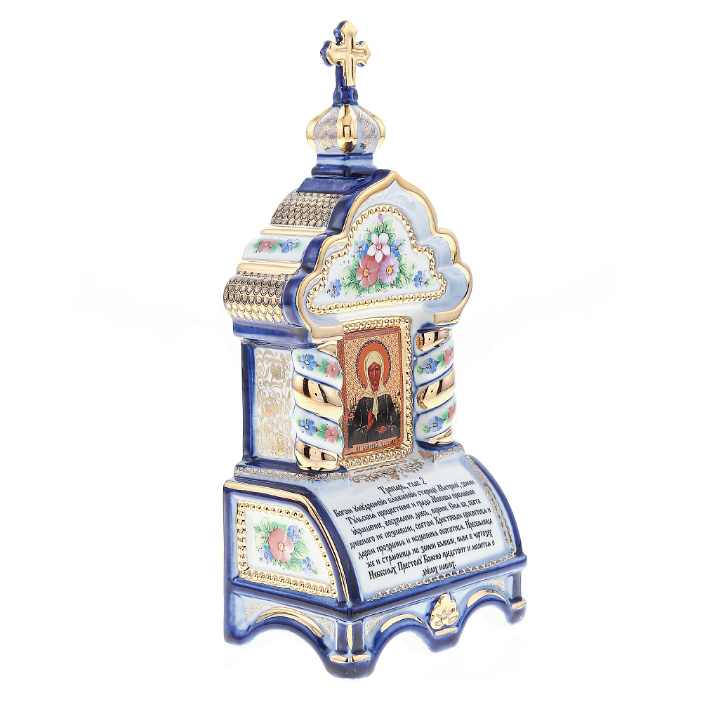 Киот настольный «Матрона Московская». Гжель 10х23 см - интернет магазин Русь Велика я фото 3