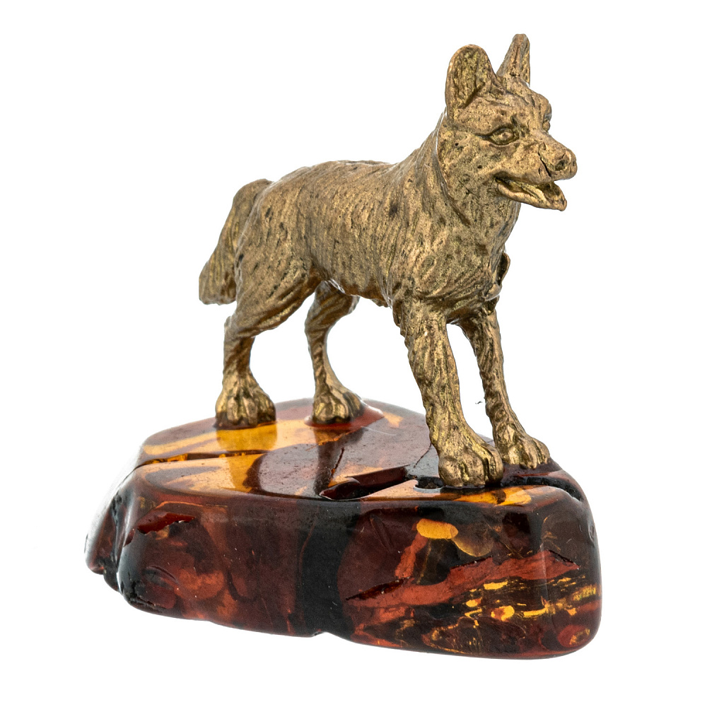 Статуэтка с янтарем «Собака овчарка» - интернет магазин Русь Велика я фото 4