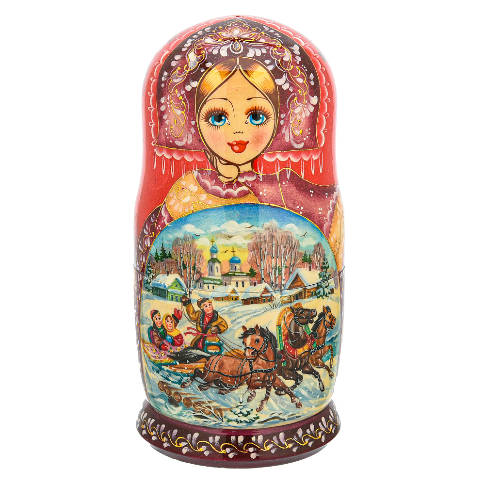 Матрешка «Зимняя тройка» 5 мест - интернет магазин Русь Велика я фото 1