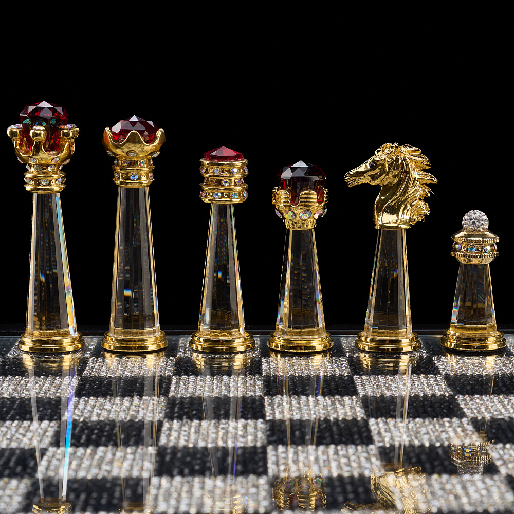 Шахматы со стразами и хрустальными фигурами 29х29 см Asfour Crystal - интернет магазин Русь Велика я фото 2