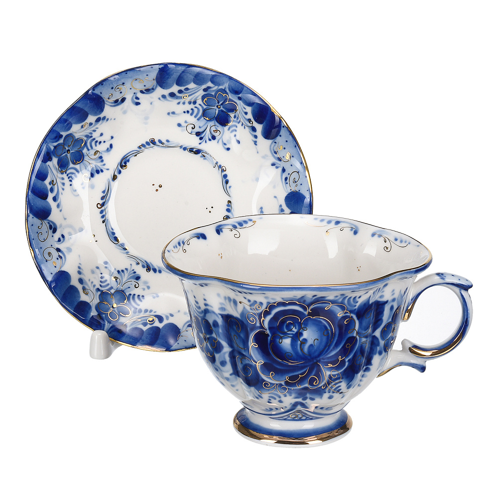 Чайный сервиз на 6 персон «Семейный». Гжель - интернет магазин Русь Велика я фото 4