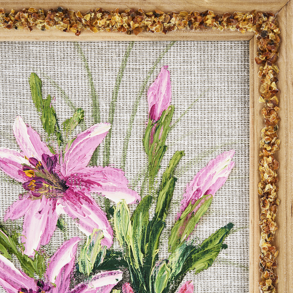 Панно в янтарной раме «Букет цветов» 27х18 см - интернет магазин Русь Велика я фото 2