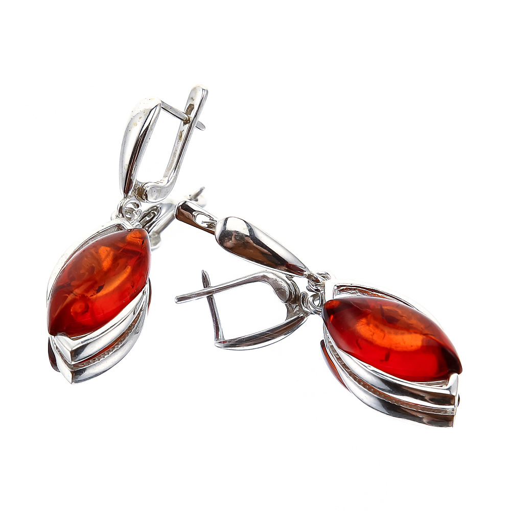 Серьги с янтарными вставками - интернет магазин Русь Велика я фото 1