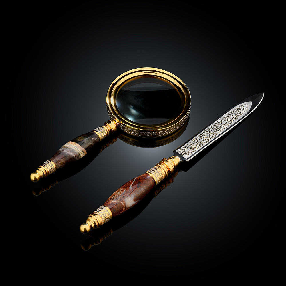 Набор с лупой и ножом для бумаг. Златоуст - интернет магазин Русь Велика я 