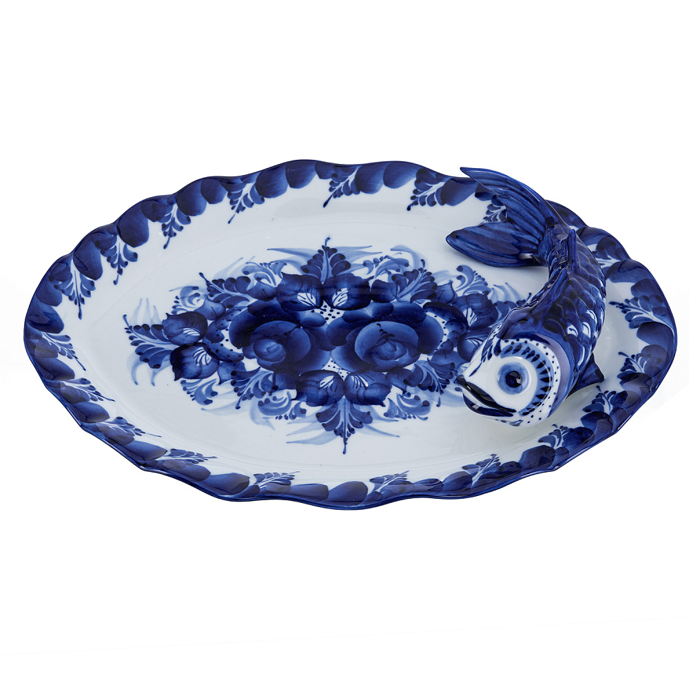 Блюдо «Рыба». Гжель - интернет магазин Русь Велика я 