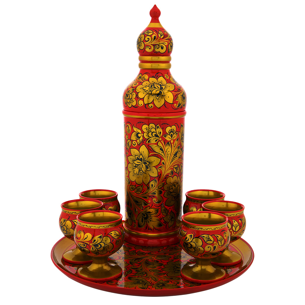 Питейный набор на 6 персон «Винный». Хохлома - интернет магазин Русь Велика я 