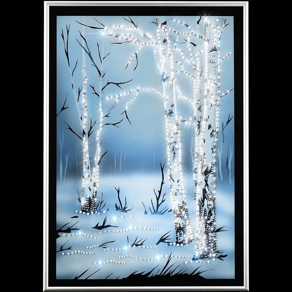 Картина «Зимние березы». Сваровски Swarovski 35 х 50 см - интернет магазин Русь Велика я 