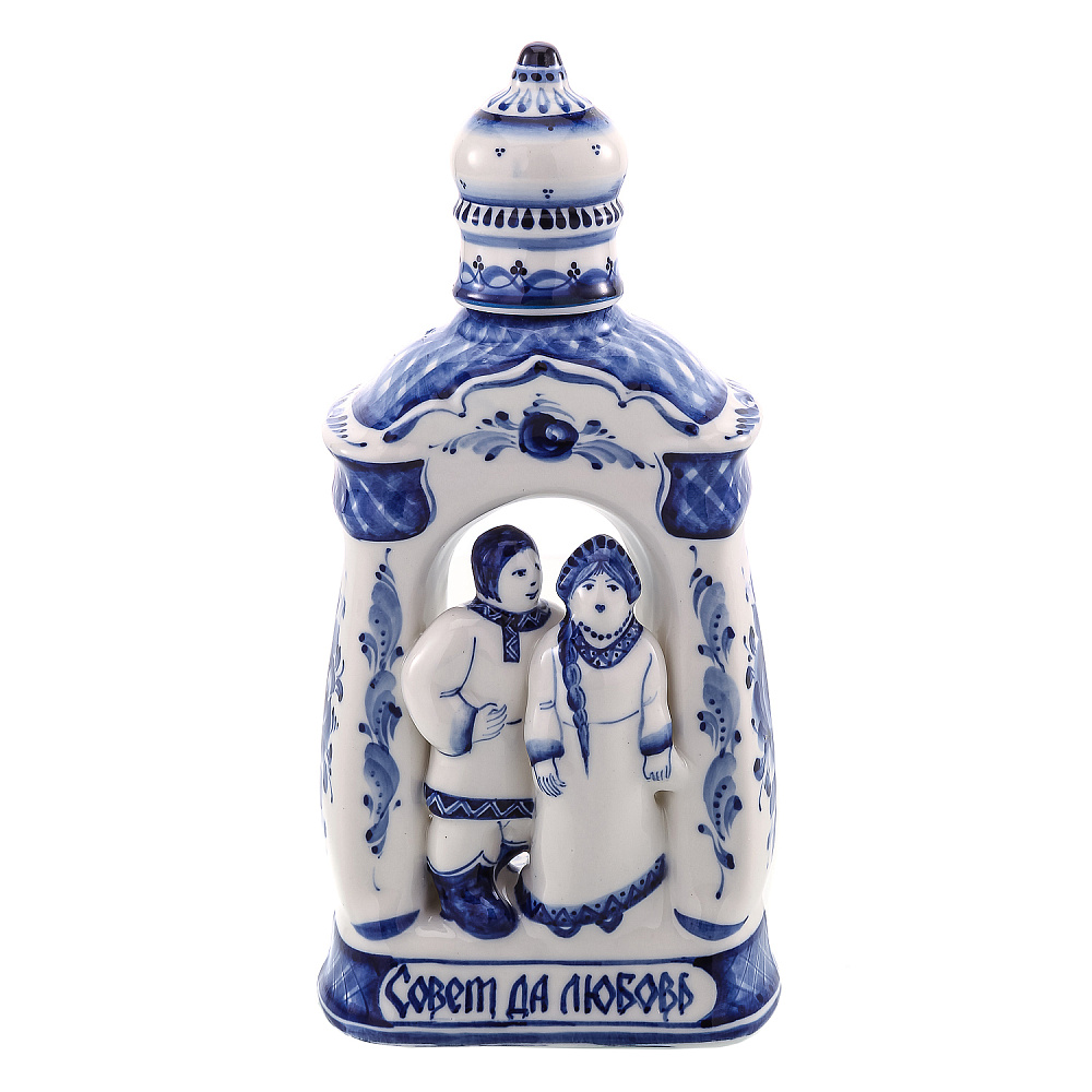 Штоф «Совет да Любовь». Гжель - интернет магазин Русь Велика я 