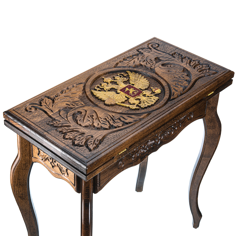 Нарды деревянные резные со столиком «Герб РФ» 60х30 см - интернет магазин Русь Велика я фото 1