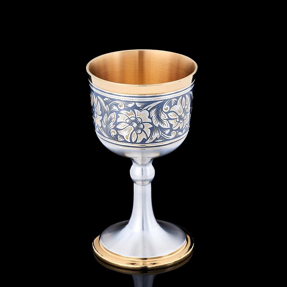 Рюмка из серебра 925* с гравировкой и чернением. Вес 61,02 гр. - интернет магазин Русь Велика я 