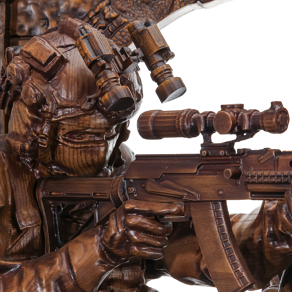 Деревянные резные часы «ССО». Высота 102 см - интернет магазин Русь Велика я фото 8