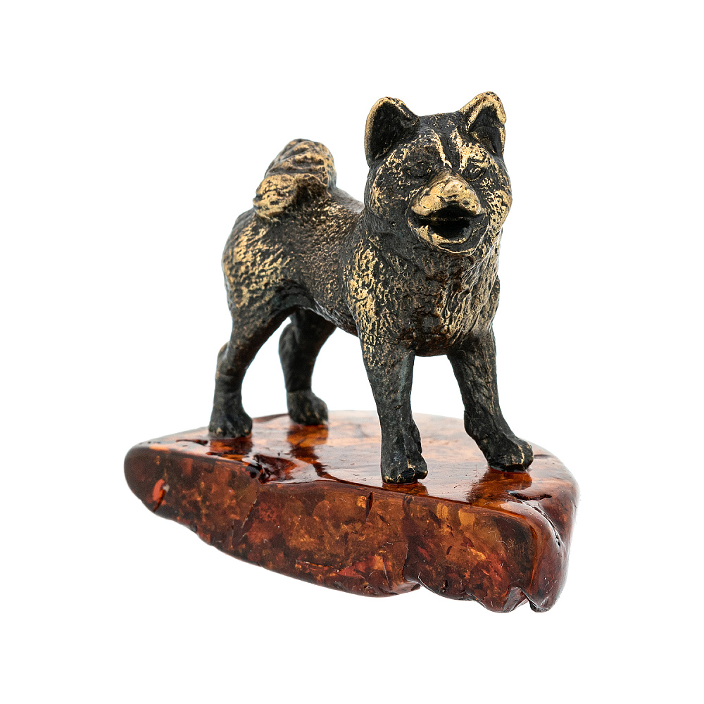 Статуэтка с янтарем «Собака хаски» - интернет магазин Русь Велика я фото 1