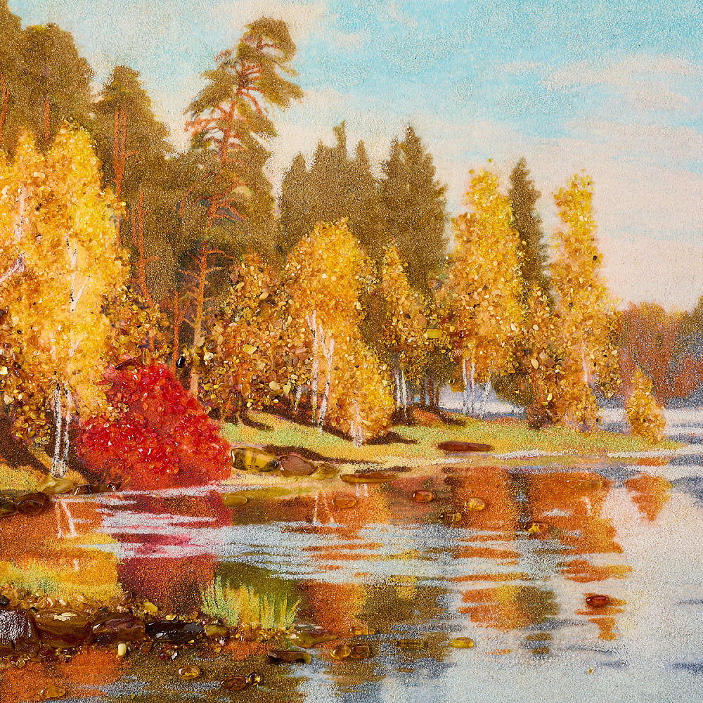 Картина янтарная «На берегу реки» 60х80 см - интернет магазин Русь Велика я фото 2