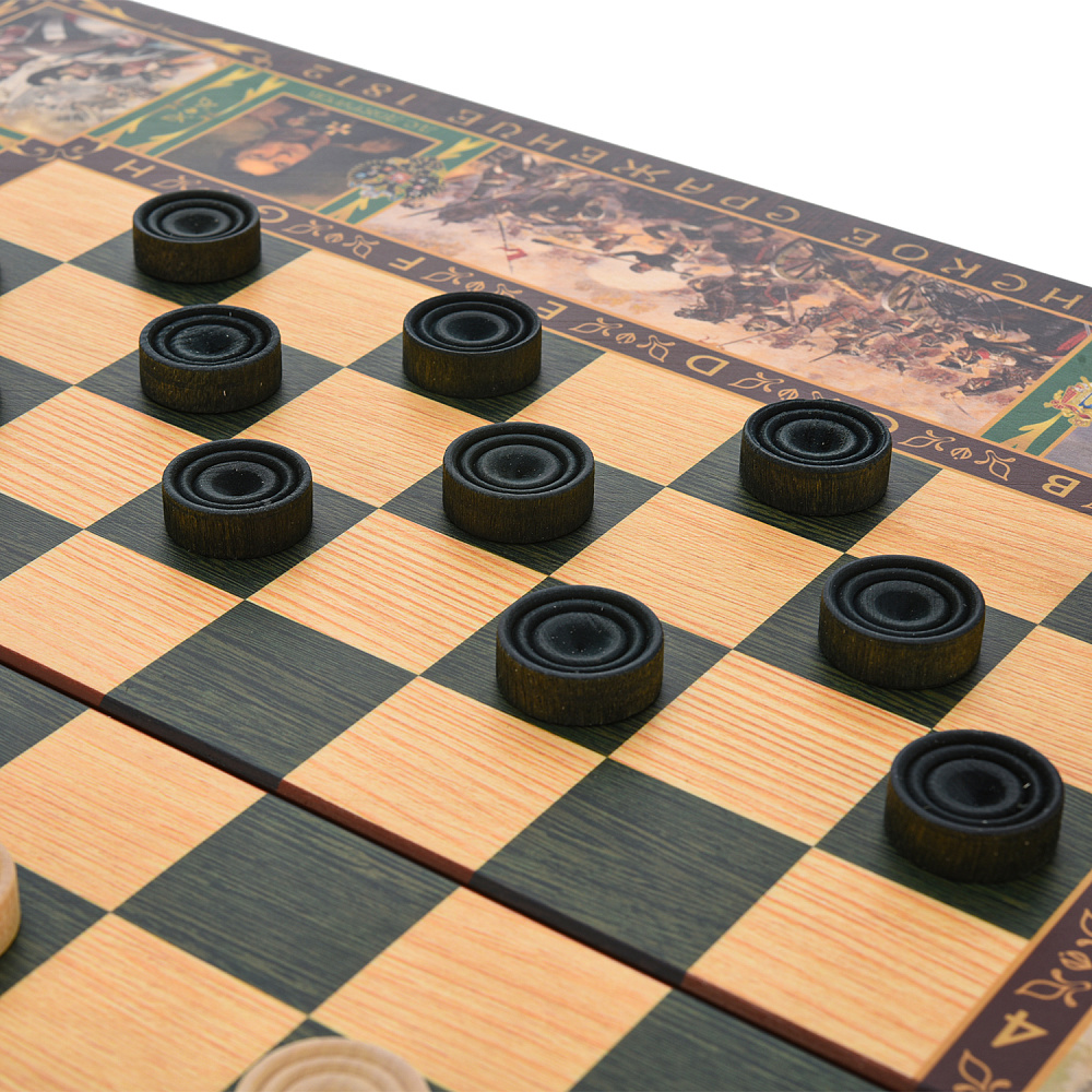 Шахматы-нарды-шашки деревянные «Бородино» 50х25 см - интернет магазин Русь Велика я фото 8