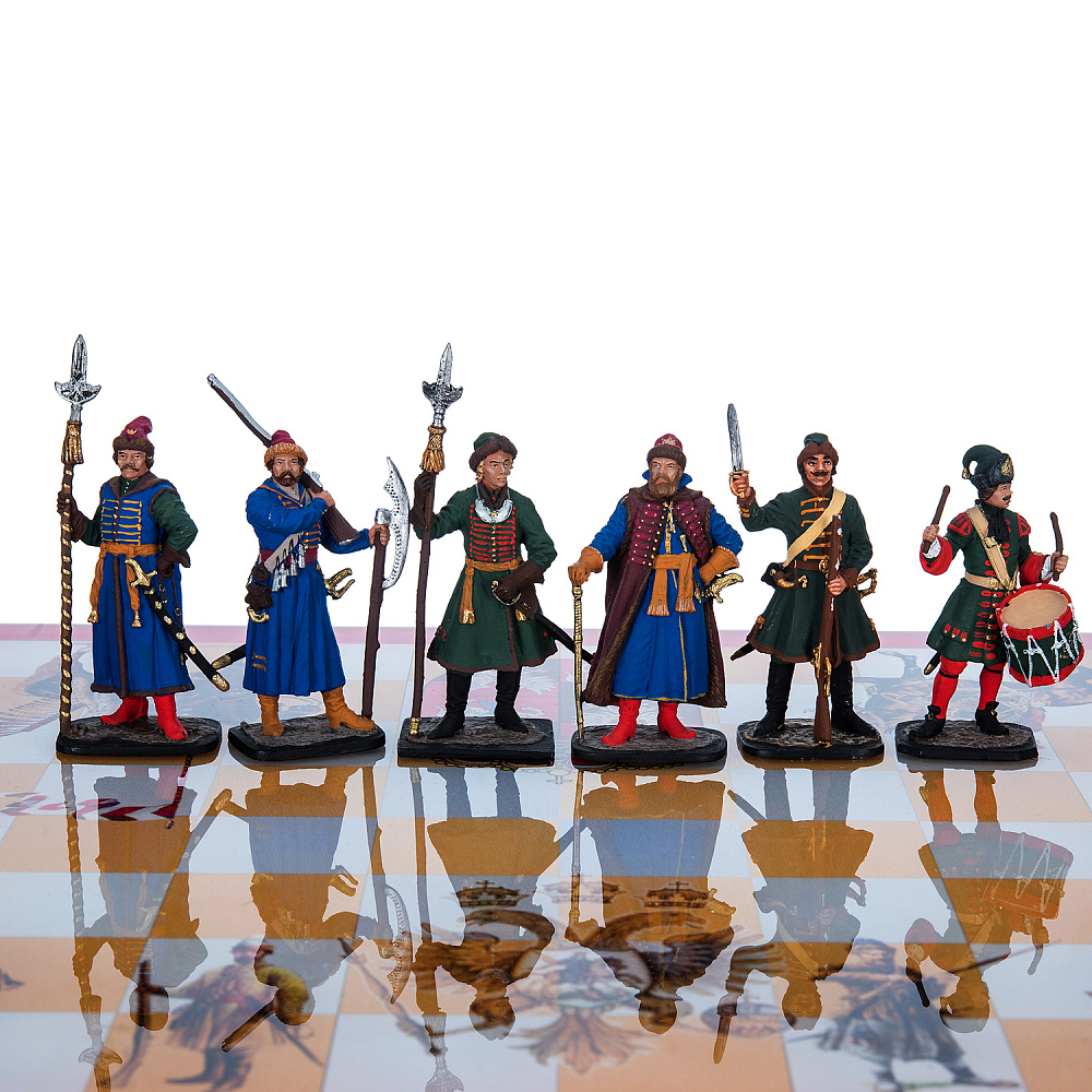 Шахматы с оловянными фигурами «Стрельцы» 32х32 см - интернет магазин Русь Велика я фото 2