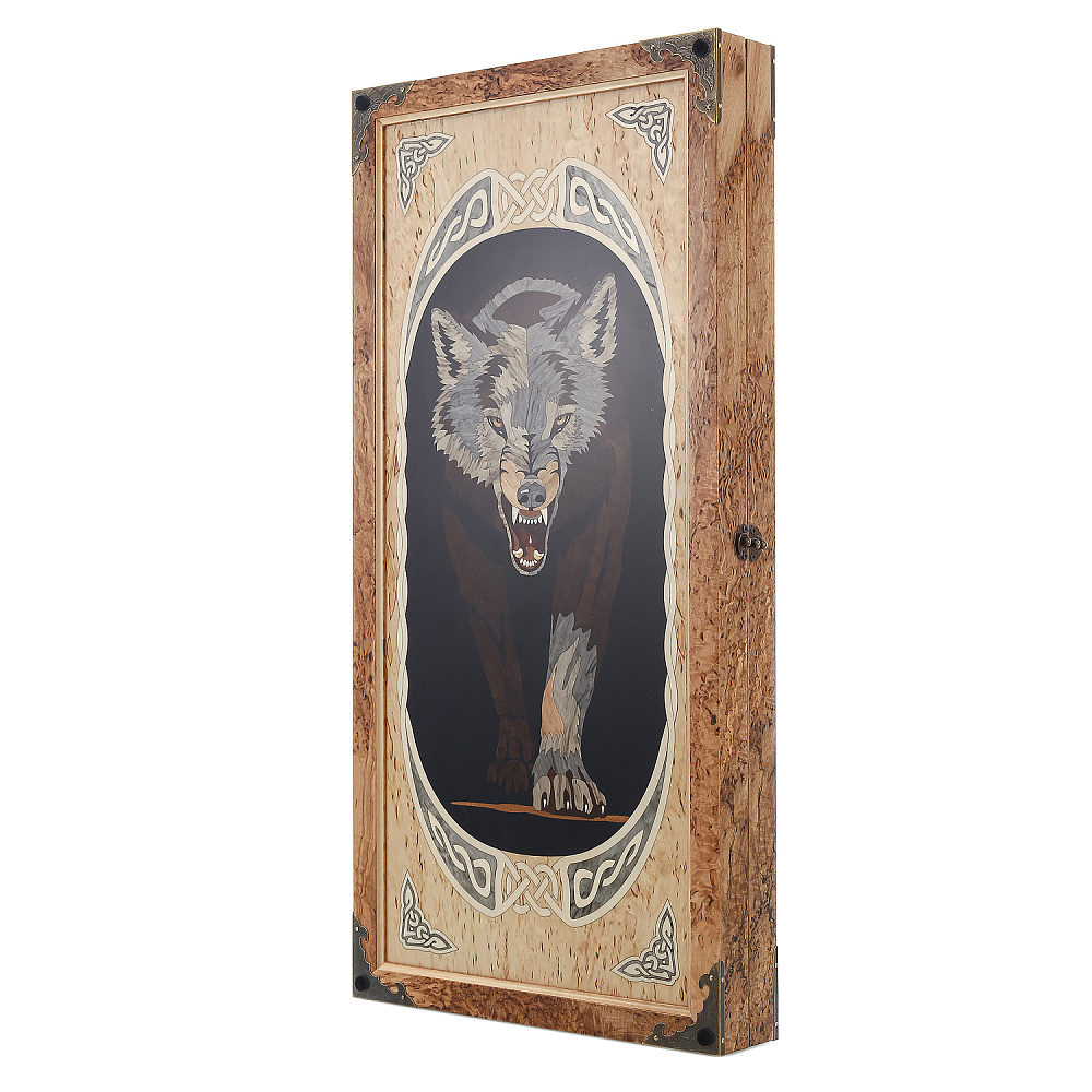 Нарды деревянные из карельской березы «Волк» - интернет магазин Русь Велика я фото 1