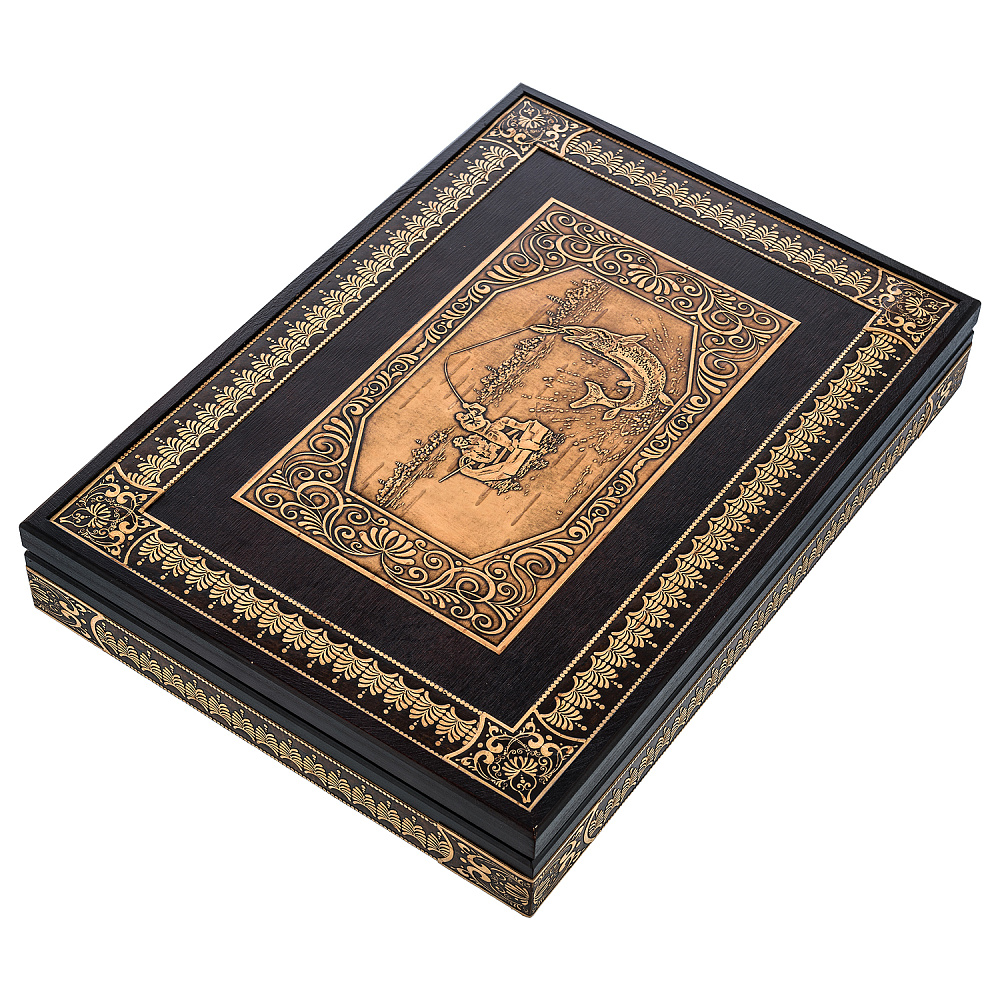 Деревянная шкатулка из бересты под формат A4 «Рыбалка» - интернет магазин Русь Велика я фото 1