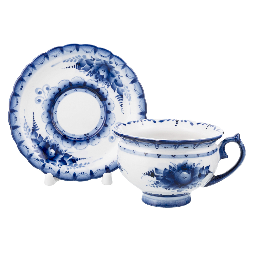 Чайный сервиз на 6 персон с росписью «Восторг». Гжель - интернет магазин Русь Велика я фото 4