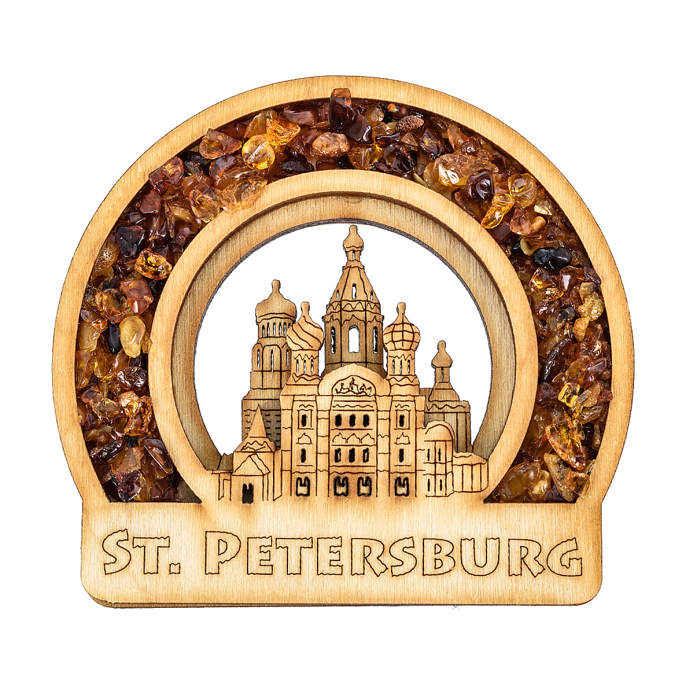 Магнит с янтарной крошкой «Спас на Крови» - интернет магазин Русь Велика я 