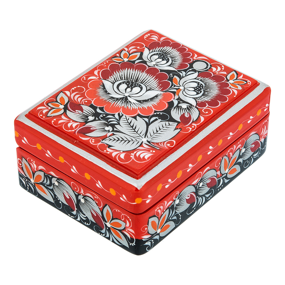 Деревянная шкатулка «Цветы». Хохлома - интернет магазин Русь Велика я фото 1