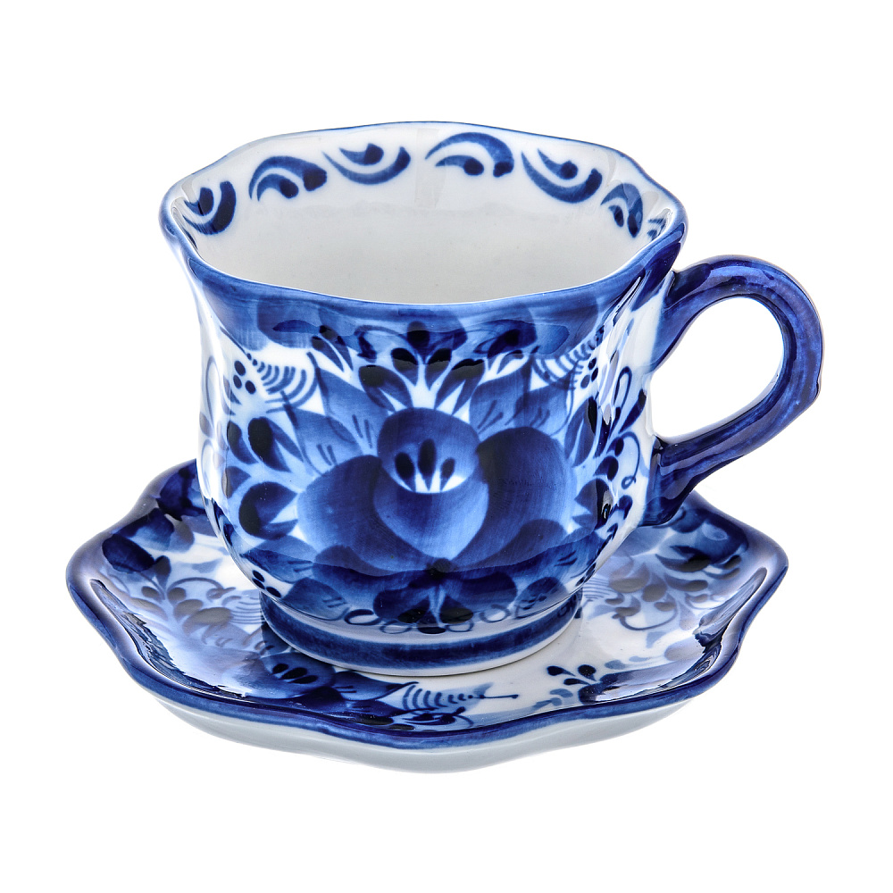 Самовар фарфоровый 3,5 л с сервизом «Петух». Гжель - интернет магазин Русь Велика я фото 9