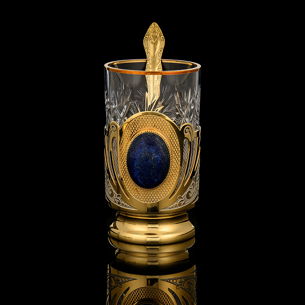 Подстаканник с блюдцем «Лазурит». Златоуст - интернет магазин Русь Велика я фото 3