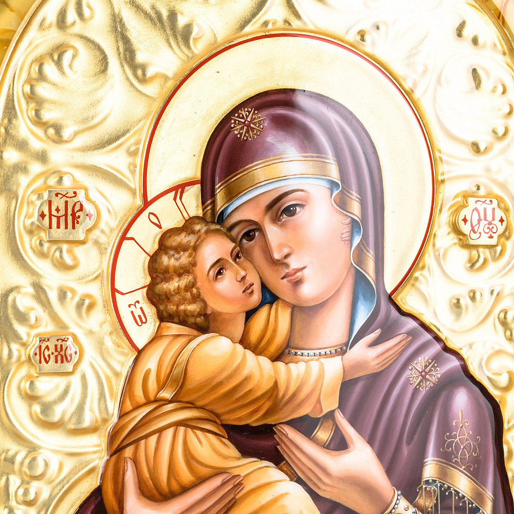 Икона янтарная «Владимирская Божья Матерь» 19х25 см - интернет магазин Русь Велика я фото 4