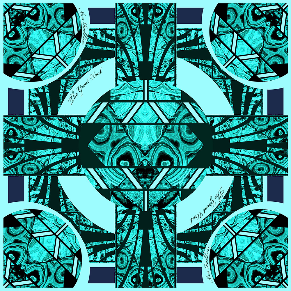 Платок шелковый «Малахитовая шкатулка» 90х90 см - интернет магазин Русь Велика я 