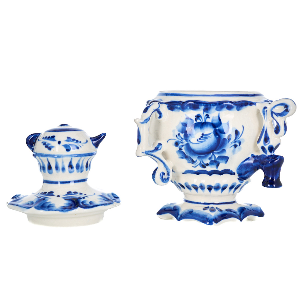 Сувенирный самовар-шкатулка «Бочонок». Гжель - интернет магазин Русь Велика я фото 4